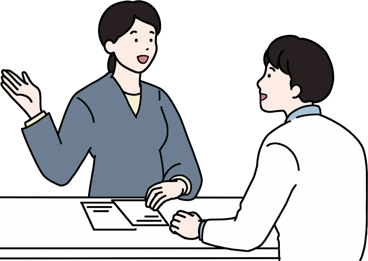 女の人と男の人が話しているイラスト