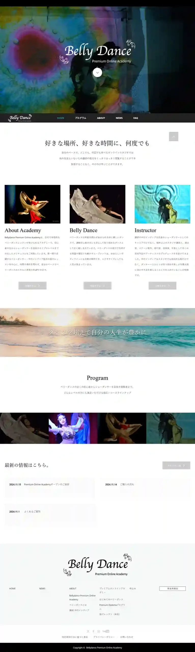 ベリーダンス教室 Bellydance Premium Online Academyのサイト画像